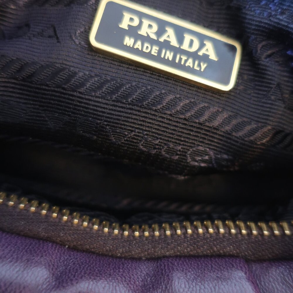 Womens Prada Purple Nappa Rosette Floral Leather Shoulder Bag - Picture 13 of 16